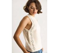 Bianco Lucci Women's Textured Knit Crew Neck Blouse in Ivory Bianco Lucci Ivory One Size