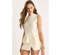 Bianco Lucci Women's Textured Knitwear Crew Neck Top in Ivory Bianco Lucci Ivory One Size