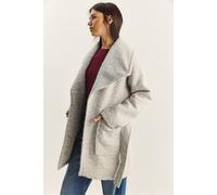 Bianco Lucci Women's Textured Midi Coat in Grey | Size: Large Bianco Lucci Grey L