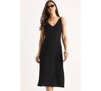 Bianco Lucci Women's Textured V-Neck Midi Knit Dress with Back Print in Black Bianco Lucci Black One Size