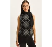 Bianco Lucci Womens Thick Ribbed Knitwear Sweater Vest with Turtleneck - Charcoal - One Size