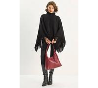 Bianco Lucci Women's Turtleneck Poncho in Black Bianco Lucci Black One Size