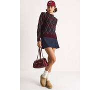 Bianco Lucci Women's Women's Crew Neck Knitted Sweater with Diamond Pattern in Wine Bianco Lucci Wine One Size