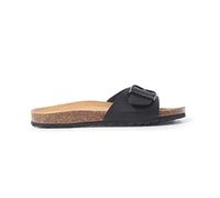 Biankina Cordoba Single Buckle Strap Bio Sandals for Women - Sustainable, Eco Friendly, Vegan Leather Sandals. Recycled Upper, Comfy Insole, Cork Midsole, EVA Sole. Made in Spain, Black, 8 UK