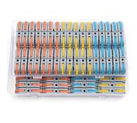 BIANMTSW 34/40/50/60/100PCS Wiring Connector Compact Conductor Push-In 1 in 1 out Terminal Block Splicing Multiplex Connectors (Boxed 50PCS T Mix)