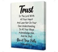 BIANMTSW Bible Verse Canvas Art: Trust in the Lord (Proverbs 3:5-6), Uplifting Christian Decor for Bedroom, Study or Workplace Framed,08x12inch(20x30cm)