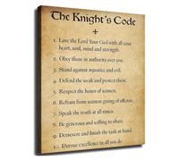 BIANMTSW Code of Chivalry Poster Knight's Duty Motivational Quotes Canvas Wall-Art for Game Room Study Office Bedroom Unframed,16x24inch(40x60cm)