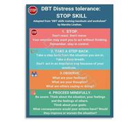 BIANMTSW Emotional Regulation Poster DBT STOP Skill For Managing Intense Emotions Distress Tolerance Mindfulness Guide Unframed,08x12inch(20x30cm)