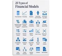BIANMTSW Financial Modeling Types Educational Poster Corporate Office Wall-Art Investment Analysis Valuation(Framed,12x18inch(30x45cm))