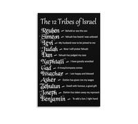 BIANMTSW Hebrew Tribes of Israel Poster - Names and Meanings Chart, Biblical Art Print for Faith-Based Home Decor Framed,12x18inch(30x45cm)