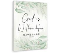 BIANMTSW Inspirational Wall Art for Women - Psalm 46:5 God is Within Her Canvas Print, Christian Bible Verse Decor for Home Office Strength and Courage Unframed,16x24inch(40x60cm)