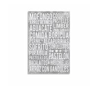 BIANMTSW La Comida de Puerto Rico Poster - Spanish Food Word Art, Festive Canvas Wall Decor for Kitchen, Dining Room, or Bar Area Framed,16x24inch(40x60cm)