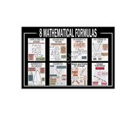BIANMTSW Math Formulas Poster Essential Algebraic and Quadratic Equations Guide Educational Reference Chart Canvas Wall Art for Classroom Decor Framed,16x24inch(40x60cm)
