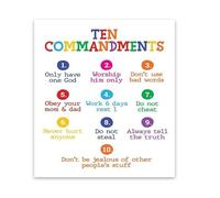 BIANMTSW Religious Wall Decor, Ten Commandments Bible Scripture Poster, Vintage Art Print for Home Altar, Church, Study Unframed,08x12inch(20x30cm)