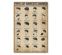 BIANMTSW Retro Barber Science Popular Wall Decor | Nostalgic Metal Tin Sign Illustrating Haircut Terminology & Techniques | 1950s Style Diner or Shop Decor Unframed,16x24inch(40x60cm)