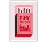BIANMTSW Retro Pony Club Wall Art, Pink Cowgirl Aesthetic Canvas Print with Vintage Matchbox Theme, Funny Decor for Home Kitchen, Bedroom and Dorm Framed,08x12inch(20x30cm)