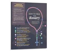 BIANMTSW Rosary Prayer Guide Canvas Art Framed Print with Step by Step Instructions for and Spiritual Practice Framed,08x12inch(20x30cm)