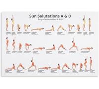 BIANMTSW Sun Salutation Yoga Poster - Step by Step Sequence Guide for Meditation Practice, Modern Canvas Wall Art for Home & Studio Unframed,12x18inch(30x45cm)