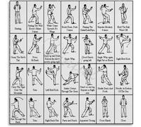 BIANMTSW Tai Chi 24 Movements Chart - Beijing Simplified Form Poster for Martial Arts Practitioners, Yoga Studio & Meditation Room Framed,16x24inch(40x60cm)