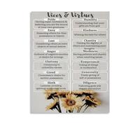 BIANMTSW The Seven Virtues and Sins Canvas Art Vices vs Virtues Moral Compass Wall-Art Print for Study Room Home Office Inspirational Decor Framed,16x24inch(40x60cm)