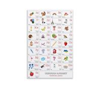 BIANMTSW Ukrainian Cyrillic Alphabet Art Print - Traditional Language Chart, Cultural Heritage Wall Decor Gift Unframed,12x18inch(30x45cm)