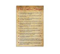 BIANMTSW Vintage Sobriety Wall Art: 12 Step Alcoholics Anonymous Quotes Print for Recovery Home Decor Unframed,16x24inch(40x60cm)