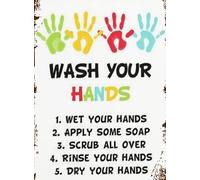 BIANMTSW Wash Your Hands Classroom Rules Poster, Bathroom Sign for School, Teacher Resource, Motivational Wall Art for Kids (Framed,16x24inch(40x60cm))