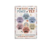 BIANMTSW We Believe Power of Yet Growth Mindset Poster, Vertical Motivational Quote, Back to School Teacher Counselor Decor(Framed,08x12inch(20x30cm))