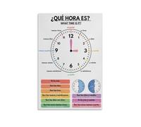 BIANMTSW What Time Is It Spanish Poster Telling Time Educational Clock Reading Chart Teaching Resource for Classroom Homeschool Language Learning Unframed,12x18inch(30x45cm)