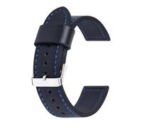 Biannbjx Watch Strap 18/20/22/24mm Universal Soft Cowhide Leather Watchband Replacement Belt Bracelet, Black Blue-silver, 22mm