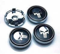 Bianriche 4pcs 60mm Car Emblem Wheel Hub Caps Centre Cover SKULL Punisher War Zone