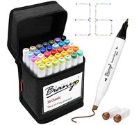 Bianyo 36 Colors Dual Tips Art Markers Alcohol Based Highlighter Pens with Assorted Colors & Gift Canvas Bag for Adults& Kids Coloring Drawing Outlining