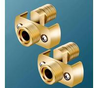 BiaoTeng 2 Pack 1/2 to 3/4 Shower Adapter Adjustable 0~40° | 3/4 to 1/2 Inch Reducer Adapter Brass Wall Mount Bathroom Faucet Connector Gold