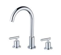 BiaoTeng 3 Hole Bathroom Sink Tap Chrome 360° Rotation Brass Hot or Cold Bathroom Basin Mixer Tap 3 Hole Three Tap Hole Basin Taps, Chrome