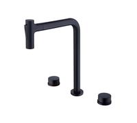 BiaoTeng 3 Hole Bathroom Sink Taps with Pull Out Spray Black 2 Functions Hot and Cold 2 Handle Brass Bathroom Sink Tap with Pull Out Hose High