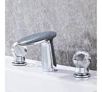 BiaoTeng 3 Hole Waterfall Taps for Bathroom Basin, Basin Mixer Tap Dual Handle, Separate Controls Hot and Cold Water Brass Modern Bathroom Sink Taps for Washbasins Chrome