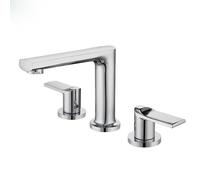 BiaoTeng 3 Tap Hole Basin Mixer Set Chrome Double Handle Three Tap Hole Basin Taps Brass Hot or Cold 3 Hole Bathroom Sink Tap, Chrome