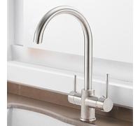 BiaoTeng 3 Way Kitchen Mixer Tap with Drinking Filtered Water 360 Rotating Hot and Cold 3 in One Kitchen Tap Brass Brushed