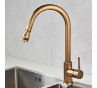 BiaoTeng Antique Brass Kitchen Tap with Pull Out Spray with 360 Rotatable Hot and Cold Vintage Mixer Kitchen Taps
