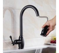 BiaoTeng Antique Brass Pull Out Kitchen Mixer Tap One Hole with 360 Rotatable 2 Functions Hot and Cold Single Handle Vintage Mixer Kitchen Taps