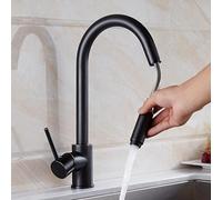 BiaoTeng Antique Brass Pull Out Kitchen Mixer Tap One Hole with 360 Rotatable Hot and Cold Single Handle Vintage Kitchen Taps for Sink Black