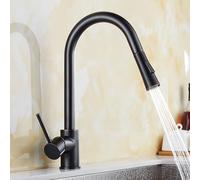 BiaoTeng Antique Brass Pull Out Kitchen Mixer Tap One Hole with 360 Rotatable Hot and Cold Single Handle Kitchen Pull Out Taps Black