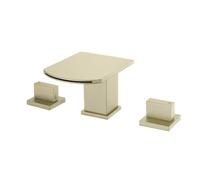 BiaoTeng Basin Taps Mixer Waterfall Bathroom Sink Tap 3 Hole, Separate Controls Hot and Cold Water Brass 2 Handle Classic Bathroom Mixer Tap for Washbasins Brushed Gold