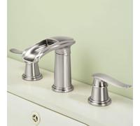 BiaoTeng Basin Taps Mixer Waterfall Bathroom Sink Tap 3 Hole, Separate Controls Hot and Cold Water Brass 2 Handle Classic Bathroom Taps for Washbasins Brushed Nickel