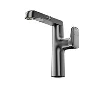 BiaoTeng Bathroom Basin Sink Pull Out Hose Mixer Tap 3 Functions Hot and Cold Bathroom Mixer Taps for Sink Brass One Hole Grey