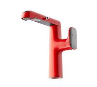 BiaoTeng Bathroom Basin Sink Pull Out Hose Mixer Tap 3 Functions Hot and Cold Bathroom Mixer Taps for Sink Brass One Hole Red