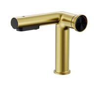 BiaoTeng Bathroom Basin Sink Pull Out Hose Mixer Tap 3 Functions Hot and Cold Brass Bathroom Sink Mixer Taps 1 Hole Brushed Gold