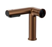 BiaoTeng Bathroom Basin Sink Pull Out Hose Mixer Tap 3 Functions Hot and Cold Brass Bathroom Sink Mixer Taps 1 Hole Brushed Rose Gold