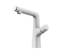 BiaoTeng Bathroom Mixer Tap for Sink with a Pull Out Hose 3 Mode 360 Swivel, Hot and Cold Bathroom Sink Taps Modern Brass for Washbasins White