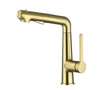 BiaoTeng Bathroom Mixer Tap for Sink with a Pull Out Hose 3 Mode 360 Swivel, Hot and Cold Modern Mixer Tap Bathroom Sink Brass for Washbasins Brushed Gold